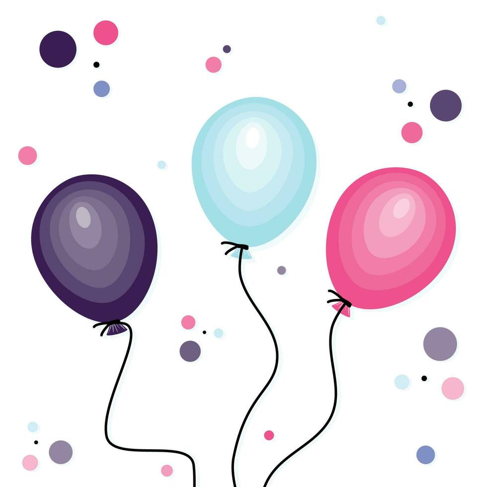 Party Luftballons und Konfetti Vektor Illustration Karte Grafik