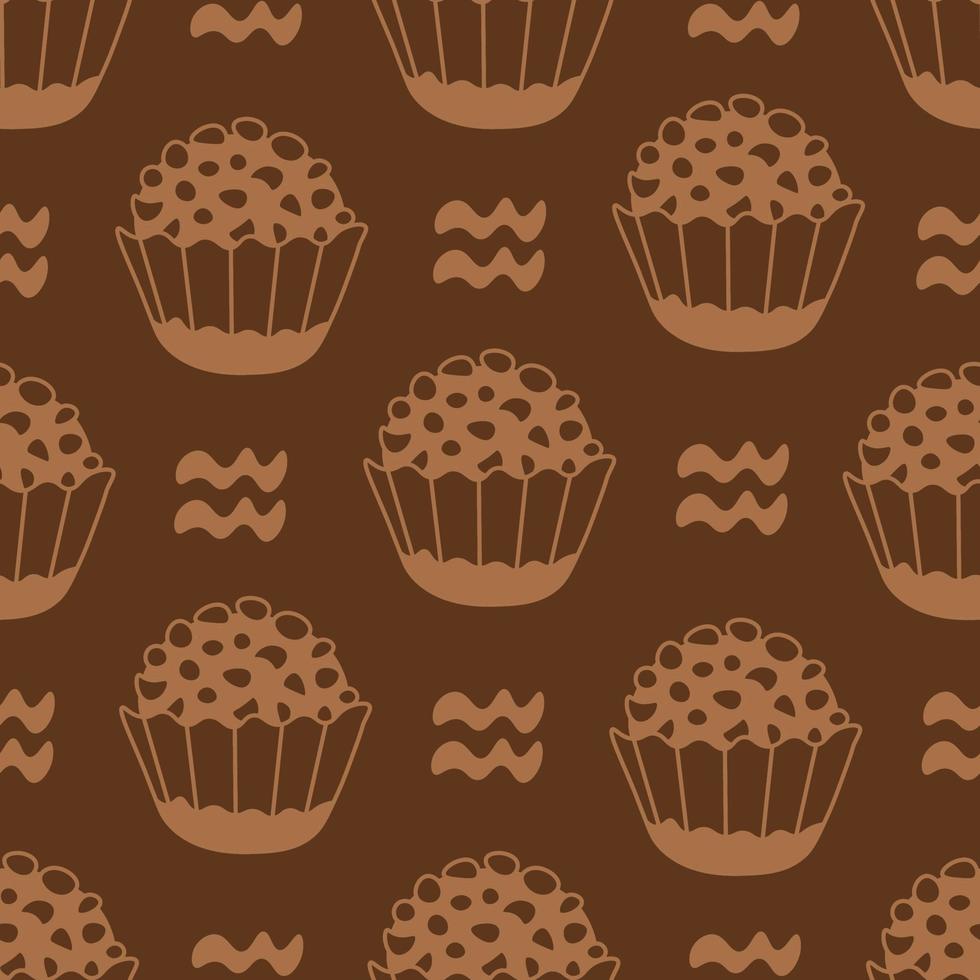 Vektor Essen nahtlos Muster mit Schokolade Süßigkeiten