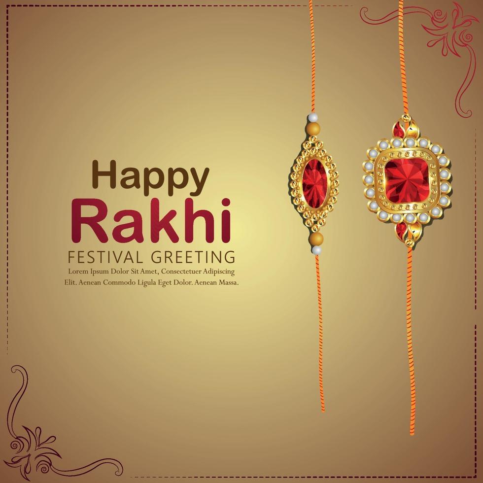 realistisk rakhi av glad raksha bandhan firande gratulationskort vektor
