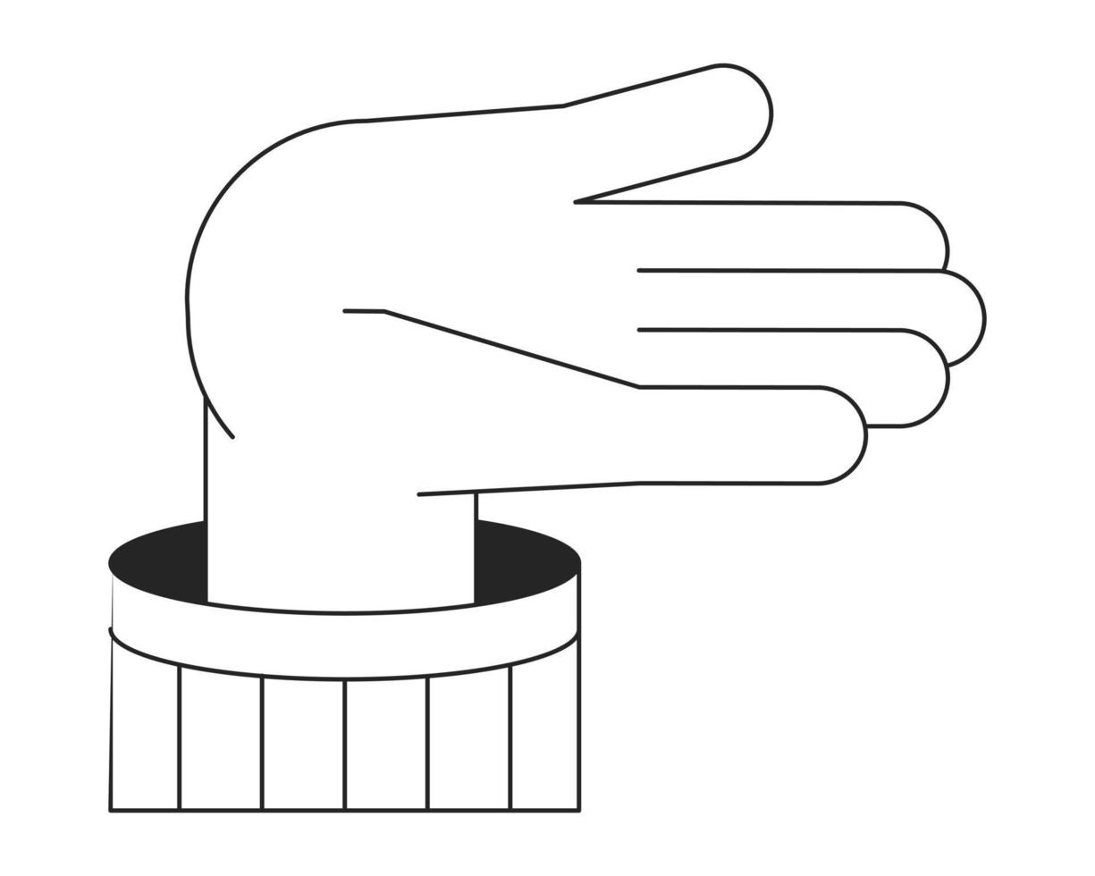 einer nackt Hand mit Ärmel angehoben oben eben Linie schwarz Weiß Vektor zuerst Aussicht Hand. editierbar isoliert Gliederung Symbol. Geste einfach Karikatur Stil Stelle Illustration zum Netz Grafik Design, Animation