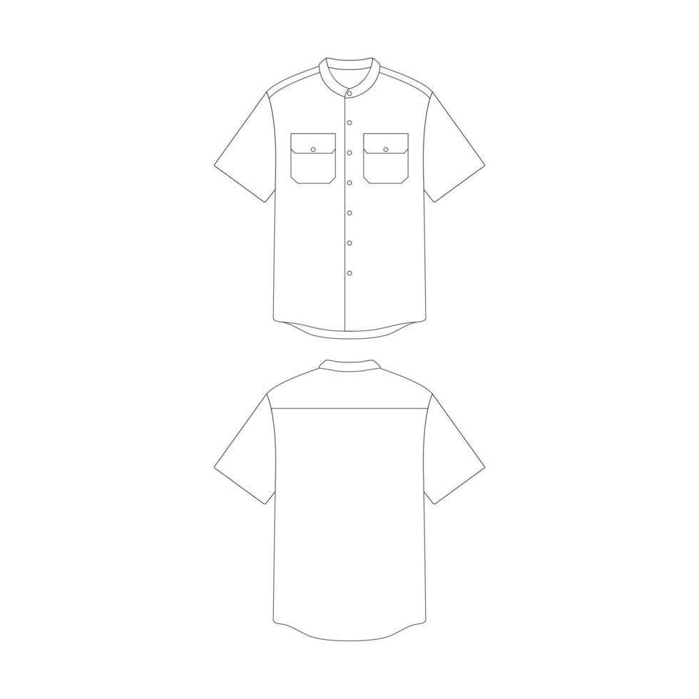 mall grandad krage skjorta med två ficka vektor illustration platt design översikt Kläder samling