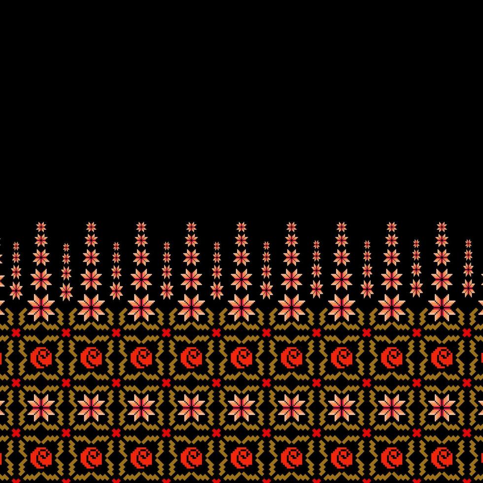 Blumen- Kreuz Stich Stickerei auf Weiß hintergrund.geometrisch ethnisch orientalisch nahtlos Muster traditionell.aztekisch Stil abstrakt Vektor illustration.design zum Textur, Stoff, Kleidung, Verpackung, Sarong.