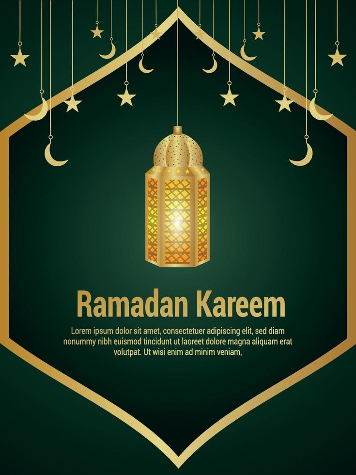 ramadan kareem firande islamisk festival med kreativ lanternabakgrund vektor