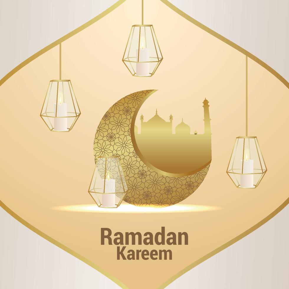 Vektor elegante Verzierung des islamischen Festivals Ramadan Kareem. Einladungsgrußkarte mit kreativem Hintergrund