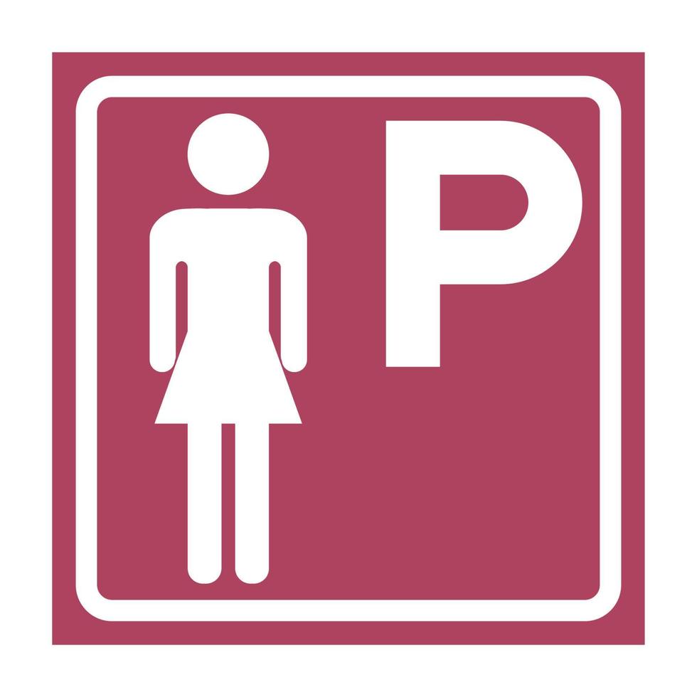 symbol lady parkering tecken på vit bakgrund vektor