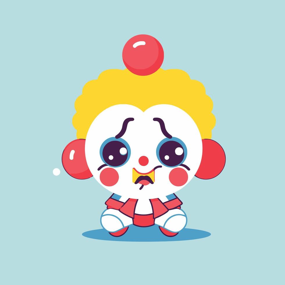 söt söt clown chibi maskot vektor tecknad serie stil