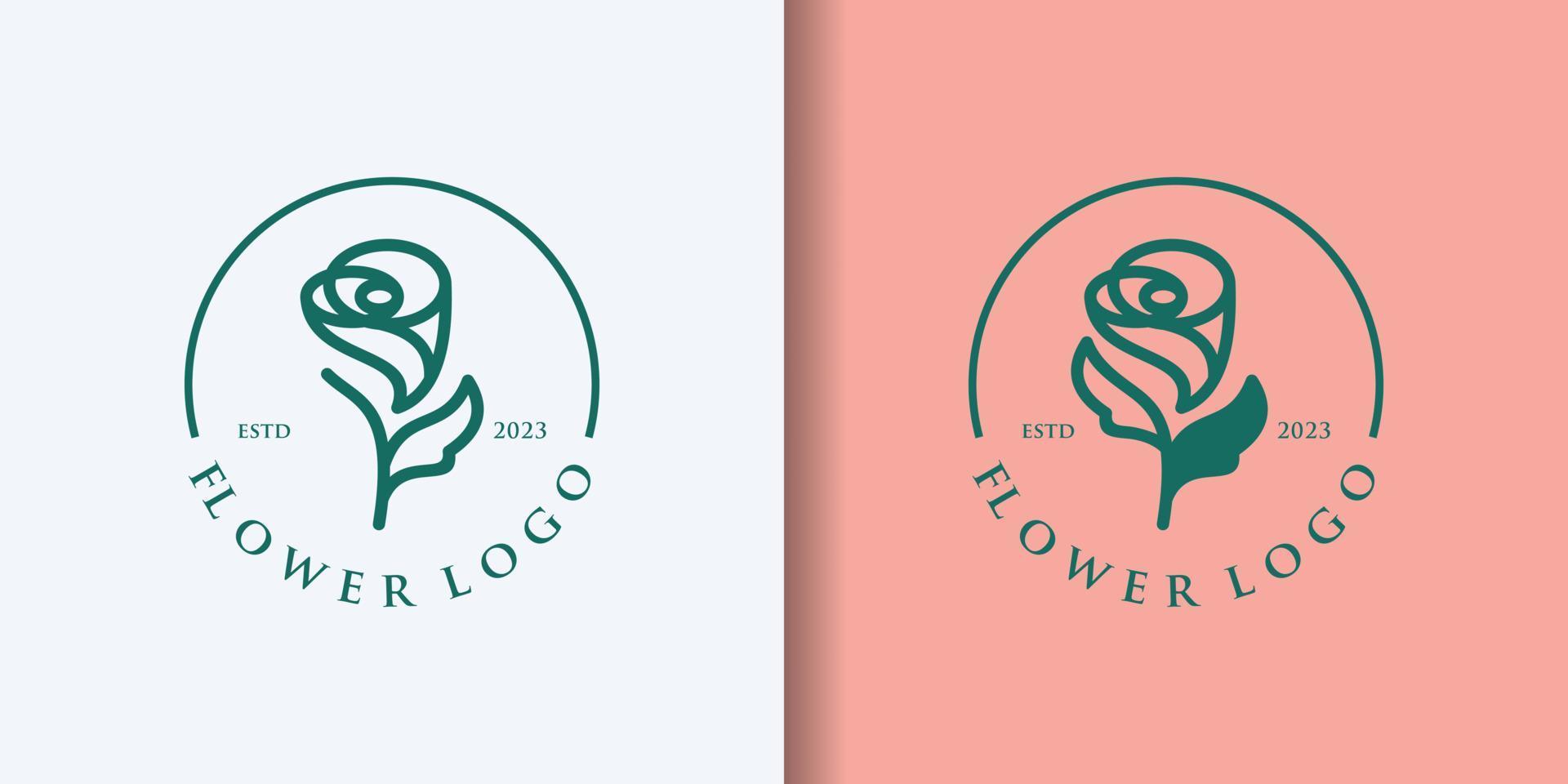 Rose Logo Vektor Blume Symbol Illustration Sammlung