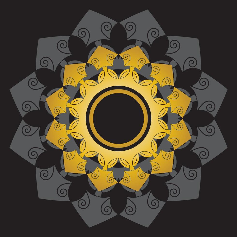 niedliche goldene Mandala-Zierblume vektor