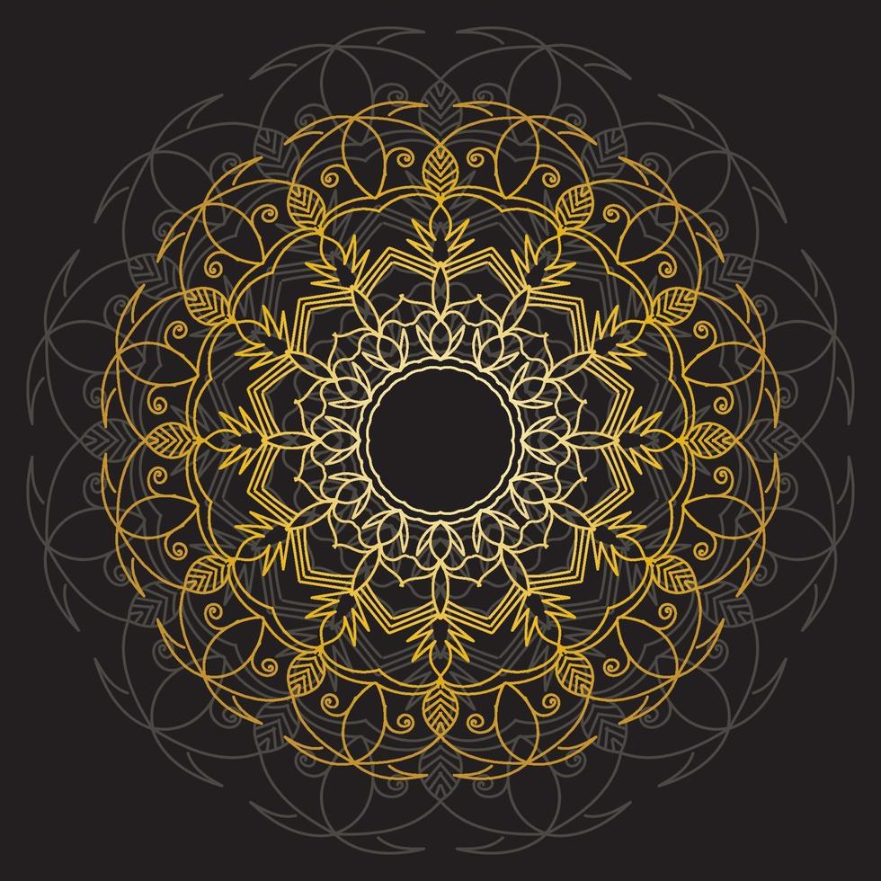 niedliche goldene Mandala-Zierblume vektor