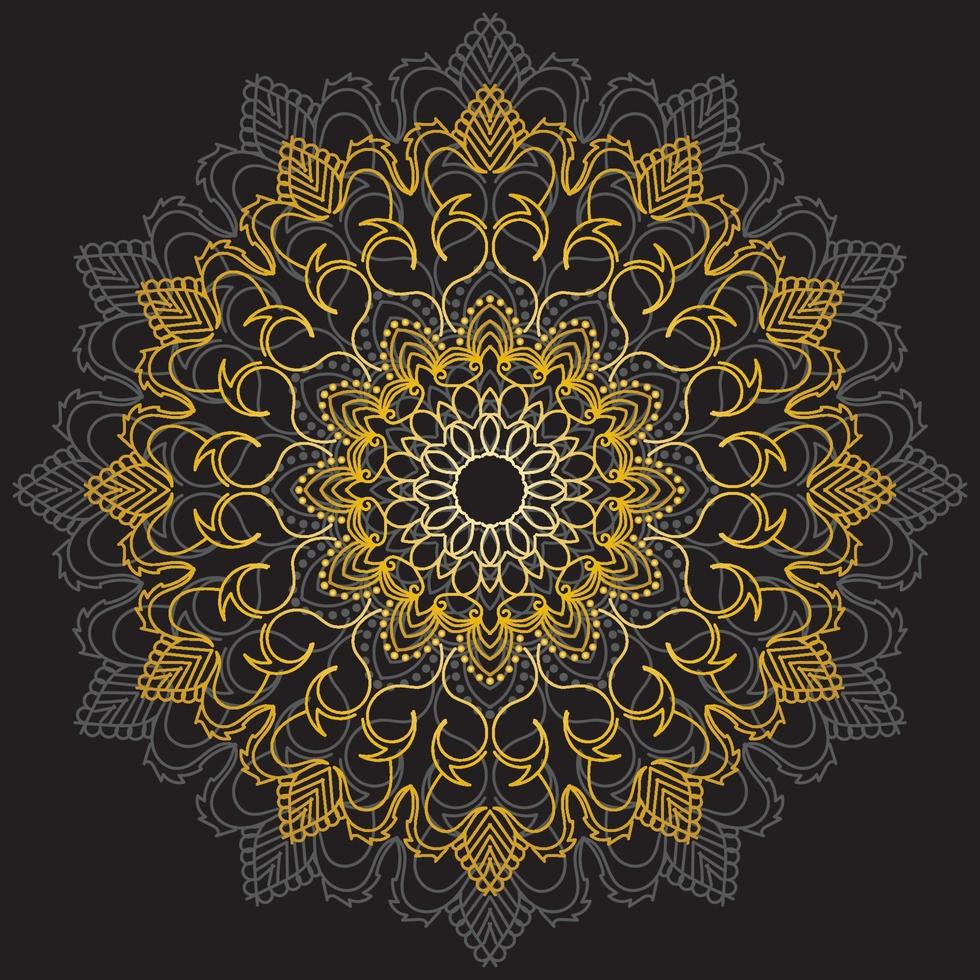 niedliche goldene Mandala-Zierblume vektor
