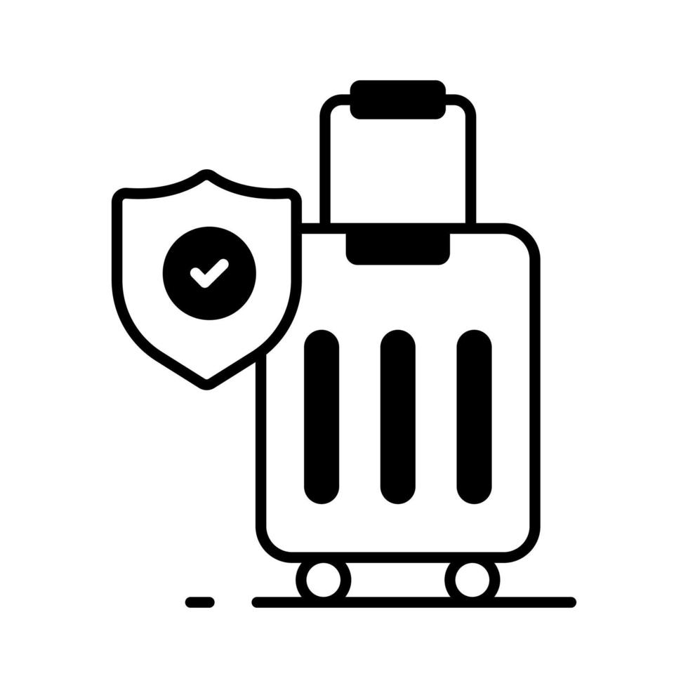 Sicherheit Schild auf Attache Fall bezeichnet Vektor von Gepäck Sicherheit, Gepäck Versicherung Symbol
