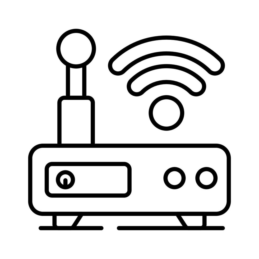 ett ikon av wiFi router visar nätverkande enhet den där möjliggör trådlös kommunikation mellan elektronisk enheter och de internet vektor