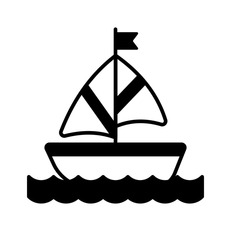 ein Segelboot Symbol repräsentiert ein Boot angetrieben durch das Wind mit ein Segel, modern Vektor von Bootfahren