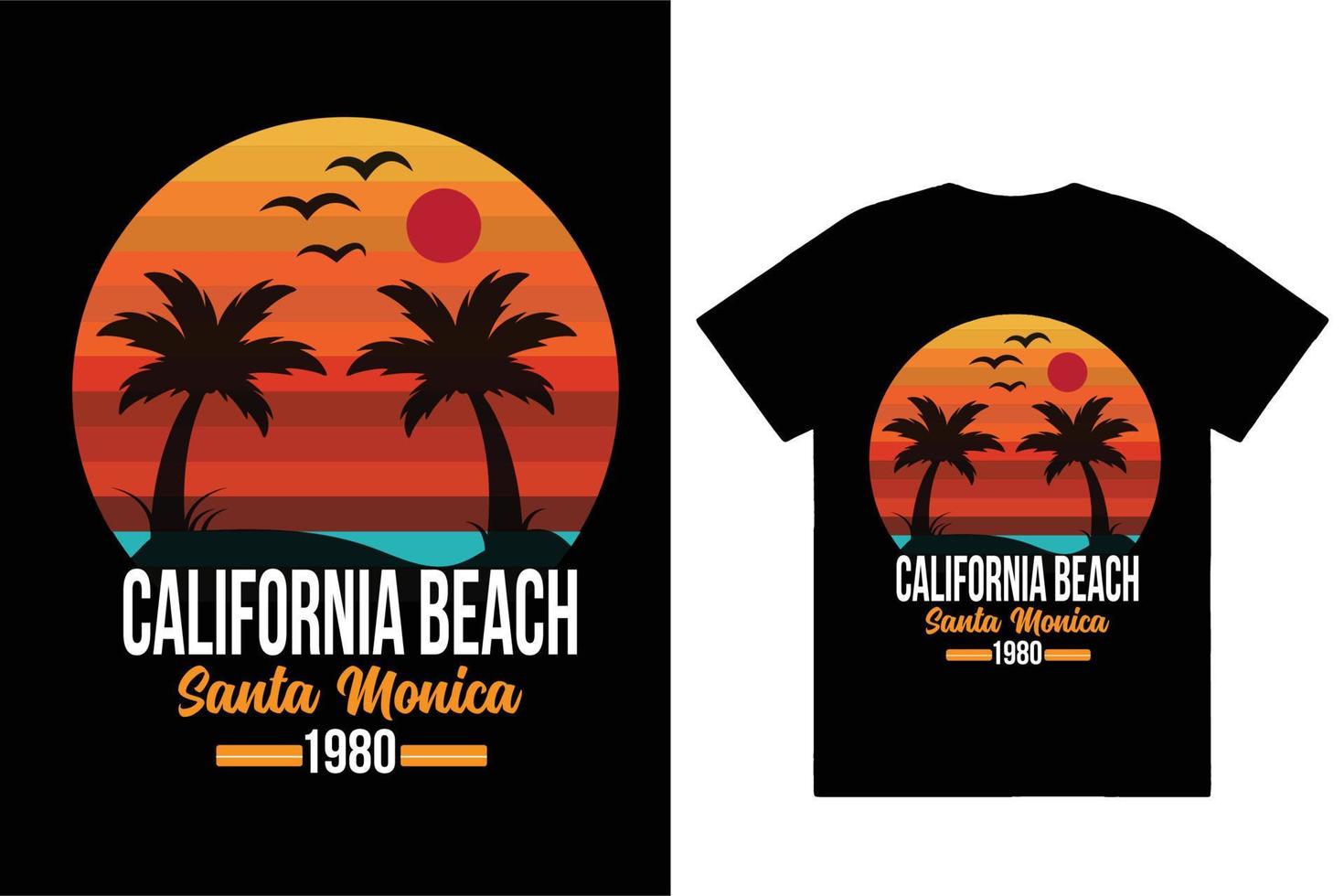 Kalifornien Strand Santa Monica 1980 T-Shirt Design vektor