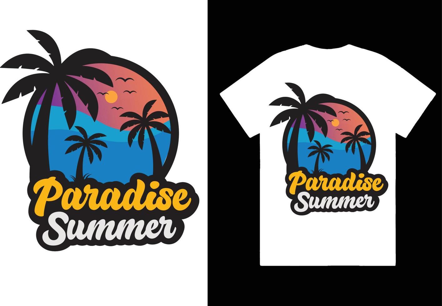 paradis sommart tshirt logotyp design vektor