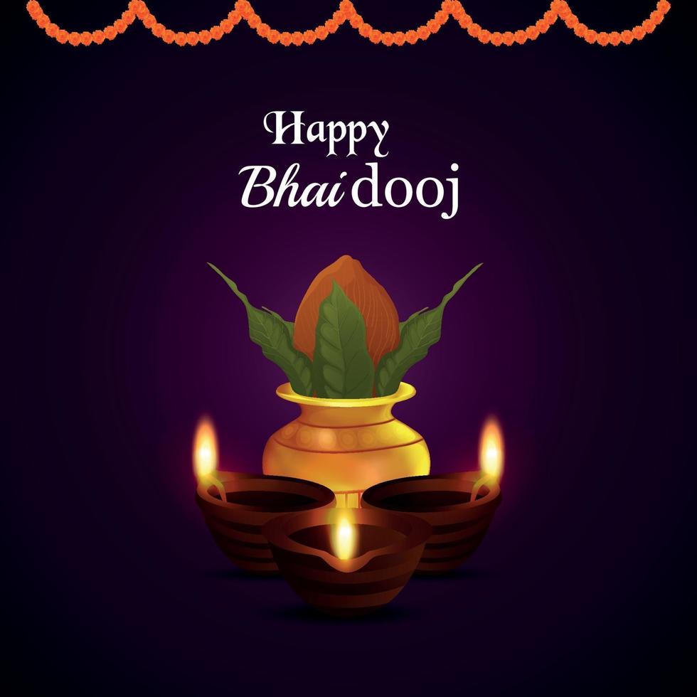 lycklig bhai dooj, indiskt festival firande gratulationskort vektor
