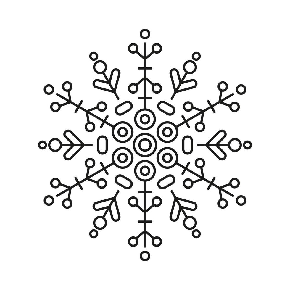 schwarz Linie Vektor Schneeflocken Symbol. Vektor Weihnachten und Winter oder Neu Jahr symmetrisch Design.