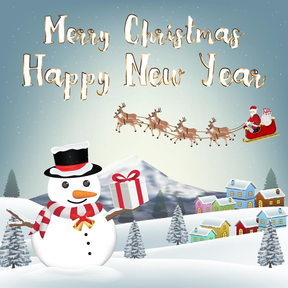 Frohe Weihnachten und ein gutes neues Jahr mit Schneemann vektor