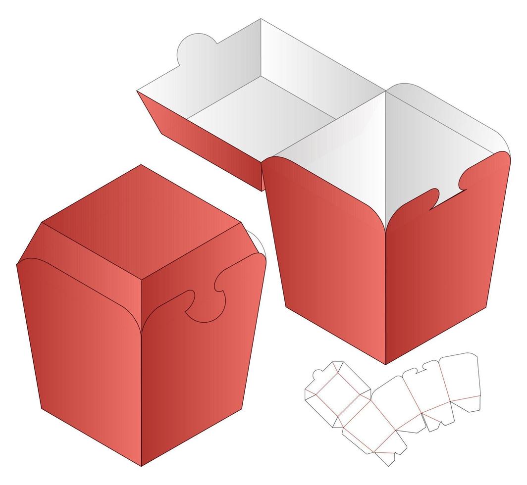 Box Verpackung gestanzte Vorlage Design. 3D-Modell vektor