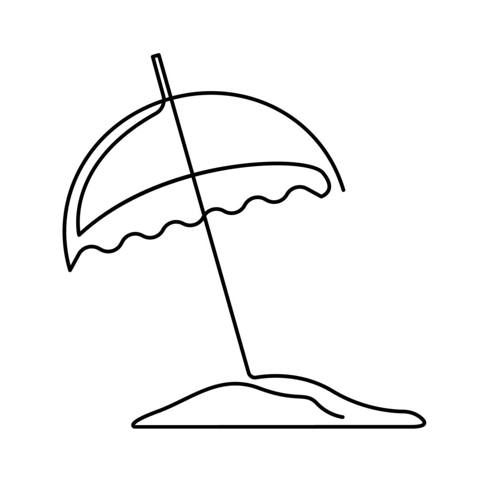 kontinuerlig enda dragen ett linje paraply för strand ritad för hand bild silhuett. linje konst. Sol skydd paraply. sommar. vektor