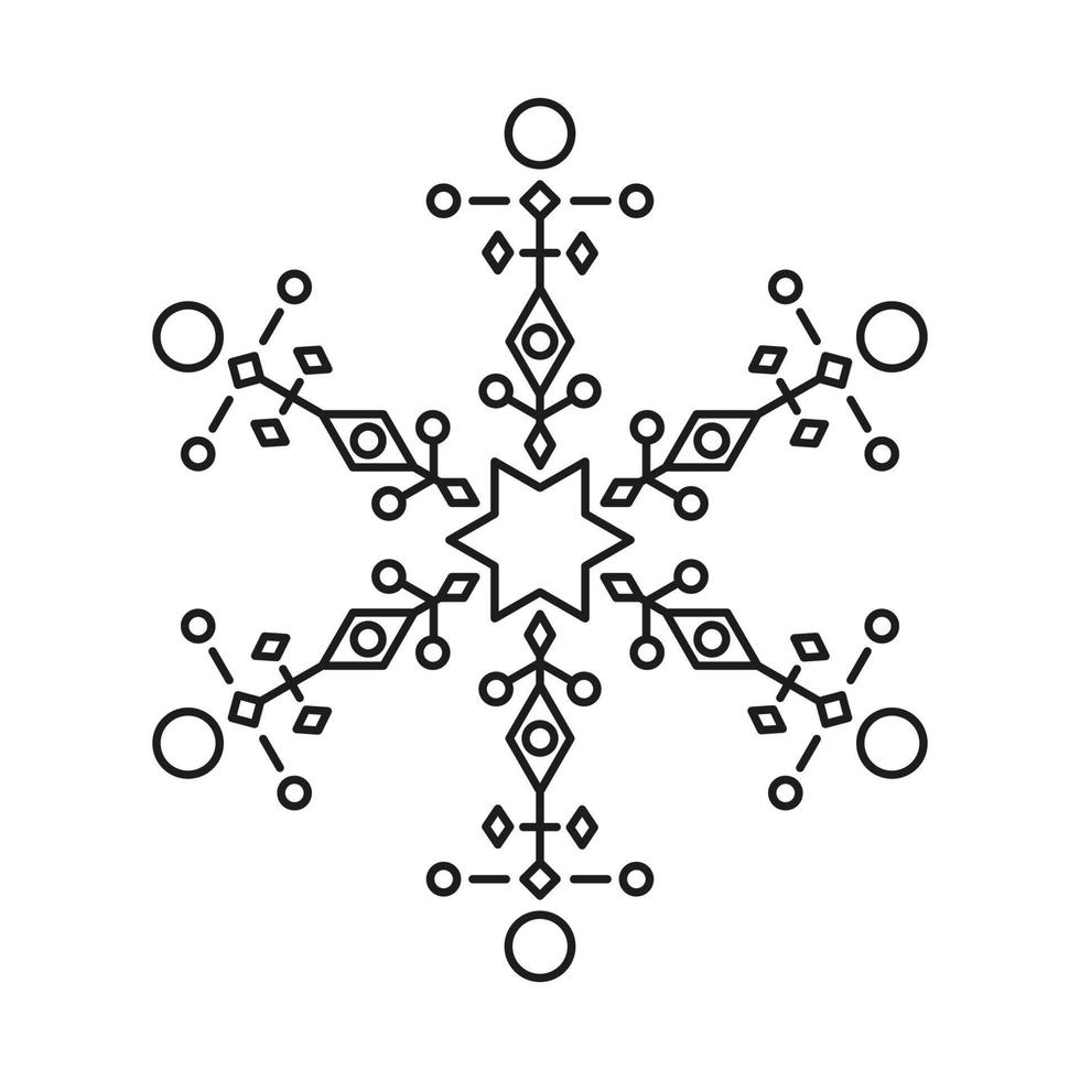 svart linje vektor snöflingor ikon. vektor jul och vinter- eller ny år symmetrisk design.