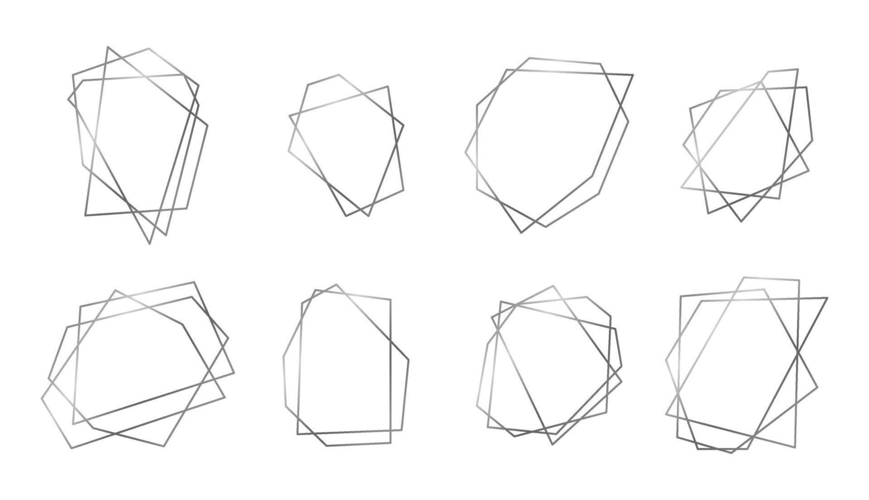 silver- bröllop geometrisk ramar. lyx polygonal gränser isolerat på vit bakgrund vektor