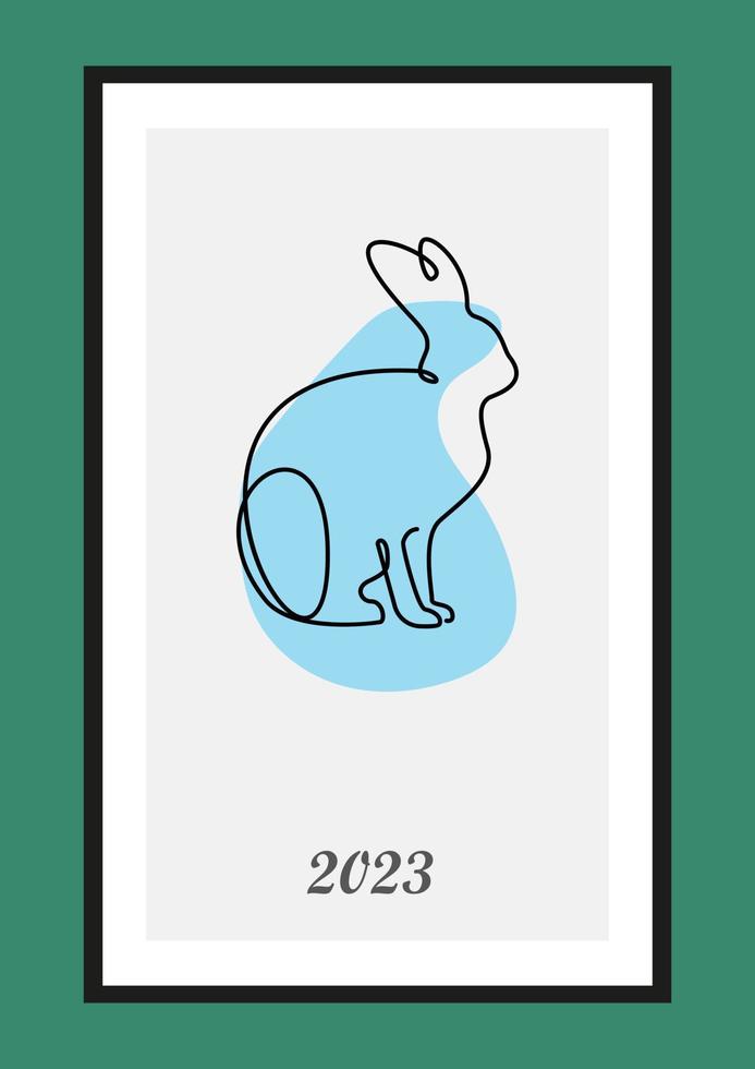 Jahr von das Hase 2023. Hase einer Linie kontinuierlich Zeichnung. Hase kontinuierlich einer Linie Illustration. Chinesisch Mond- Jahr 2023. Vektor Illustration.