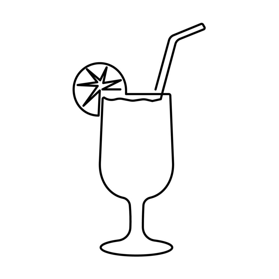 kontinuierlich Linie Zeichnung Cocktail. Weinglas mit Wein. isoliert auf Weiß Hintergrund. Hand gezeichnet Vektor Illustration. Frühling und Sommer.