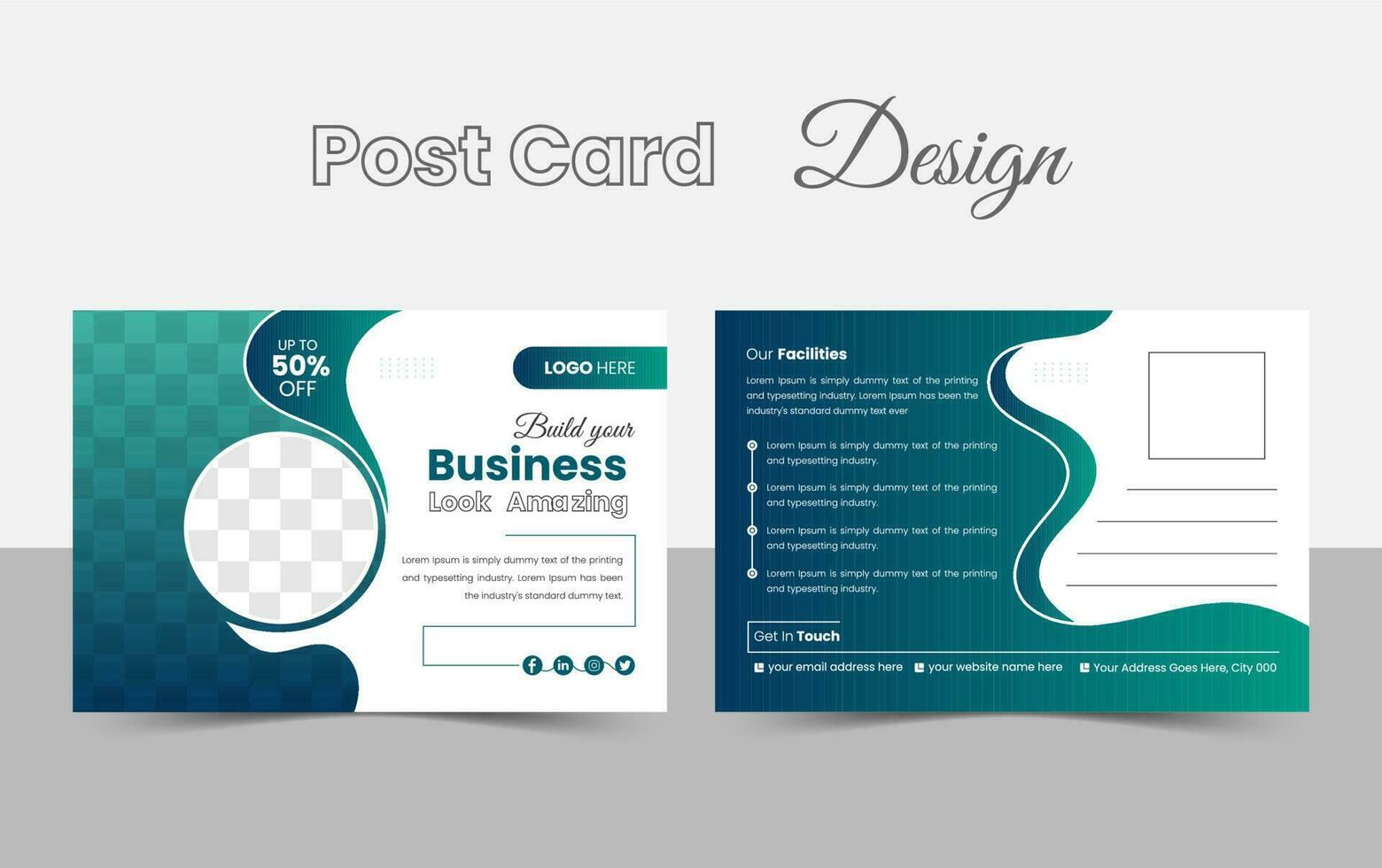 företags- företag eller marknadsföring byrå vykort mall fri vektor