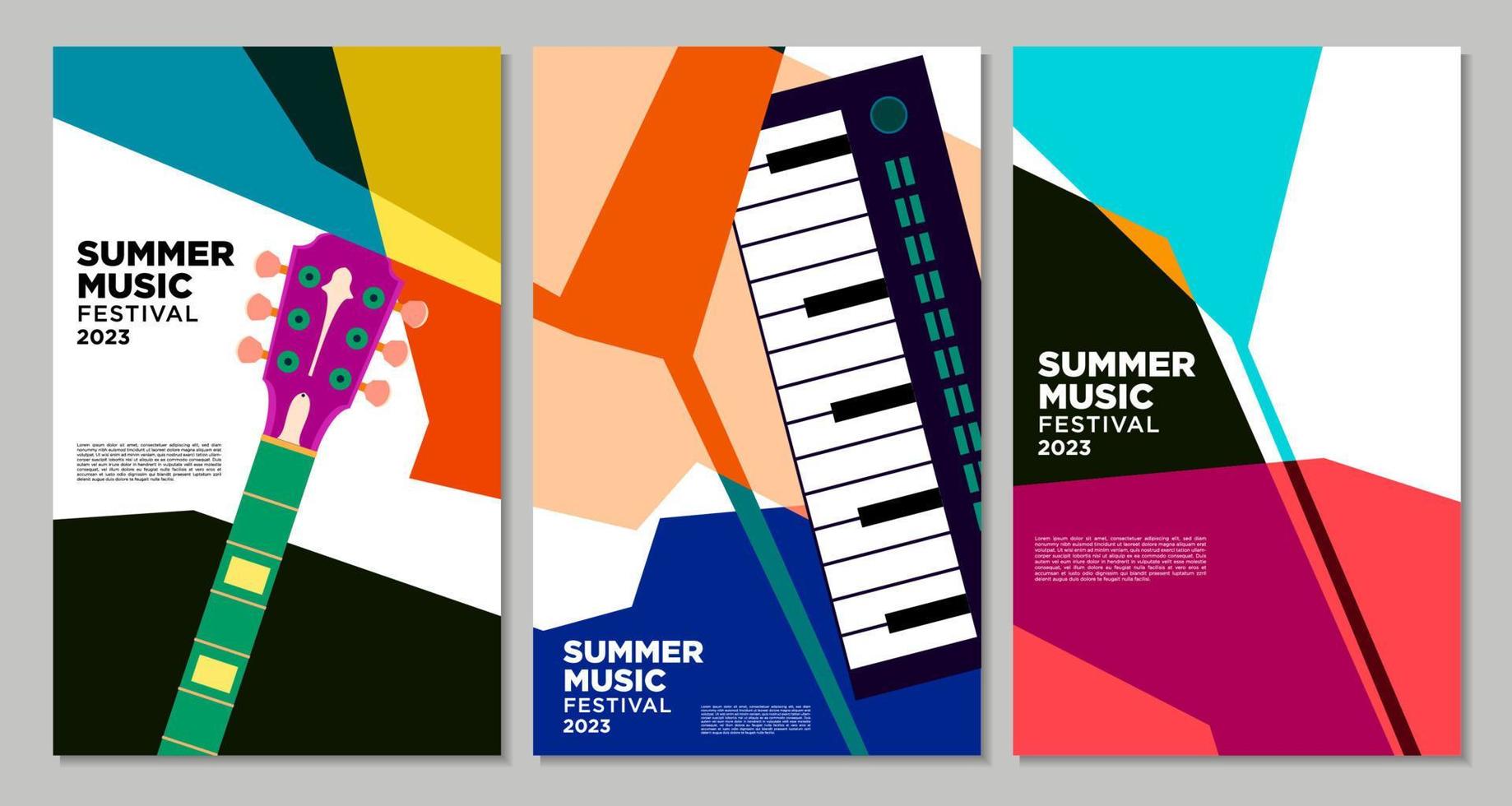 vektor illustration färgrik sommar musik festival baner design