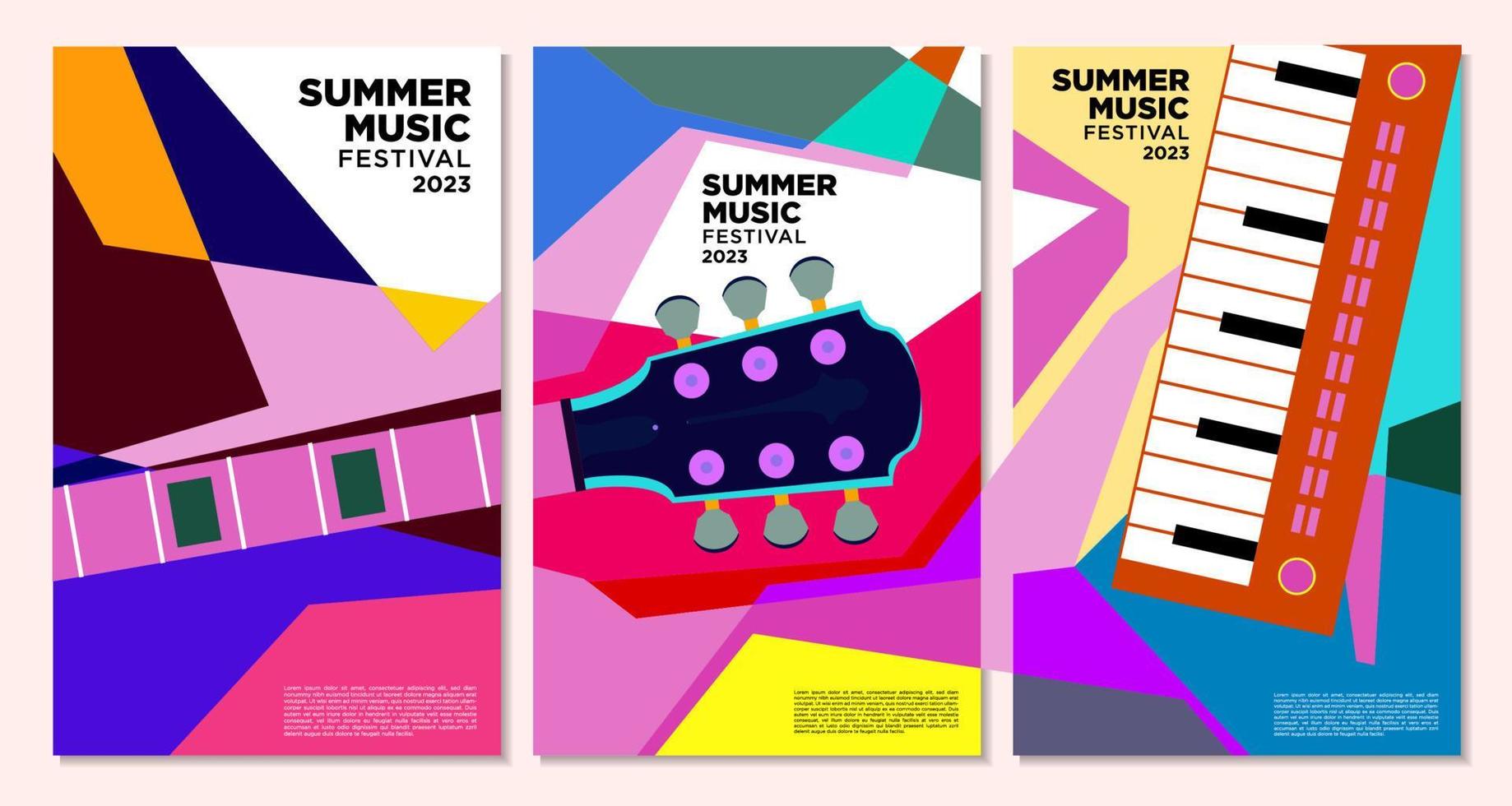 vektor illustration färgglada sommar musik festival banner