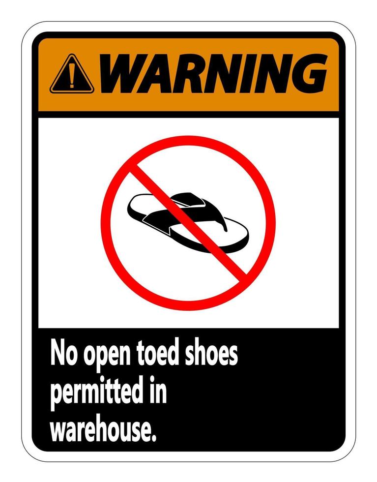 Warnung keine offenen Zehen Schuhe Zeichen auf weißem Hintergrund vektor