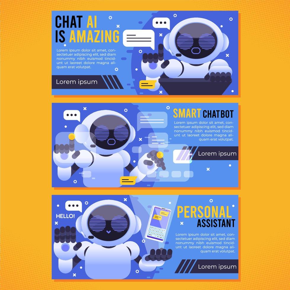 Exzellenz Chatbot Roboter ai Charakter wie persönlich Assistent Banner vektor