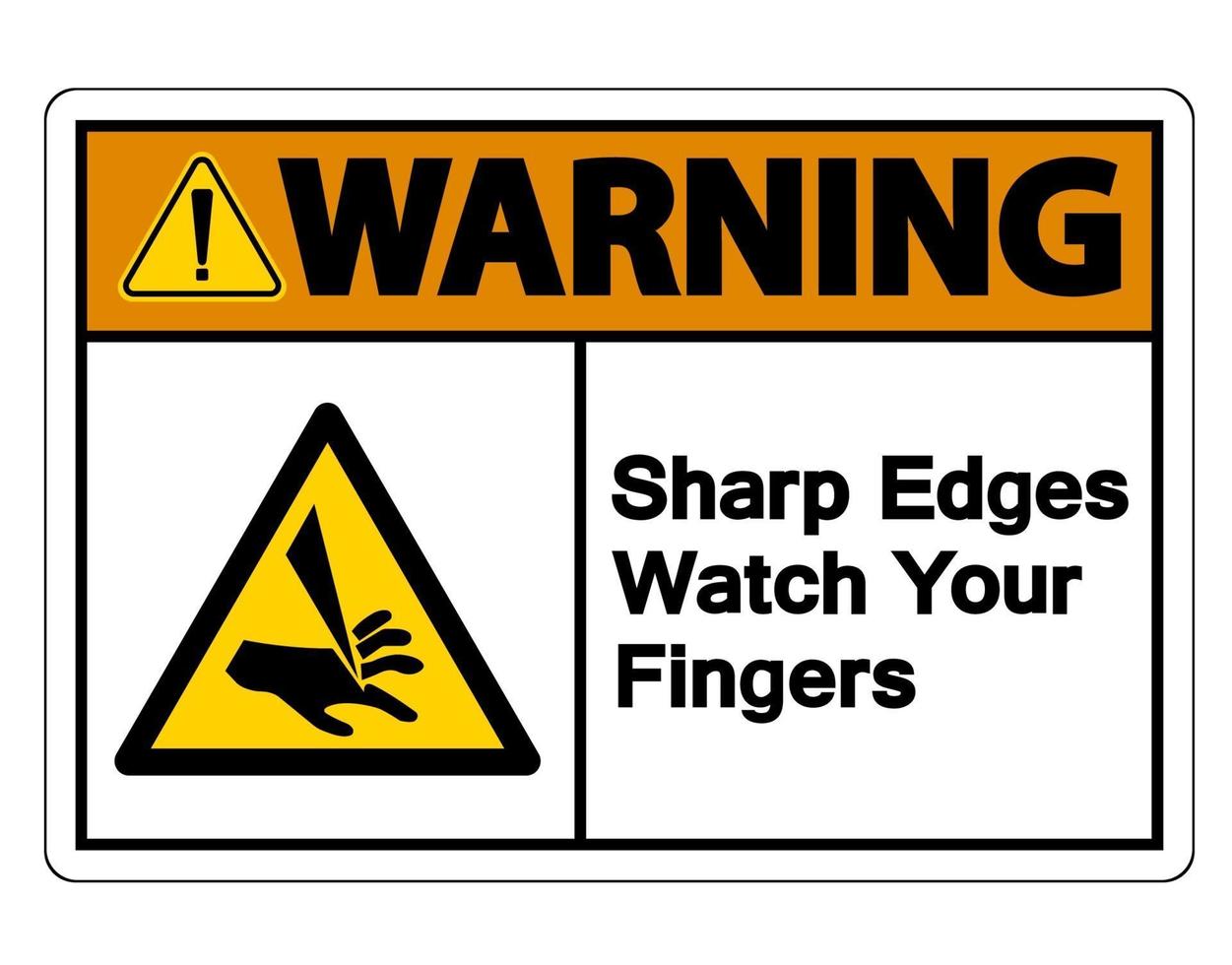 Waring scharfe Kanten beobachten Ihre Finger Symbolzeichen auf weißem Hintergrund vektor