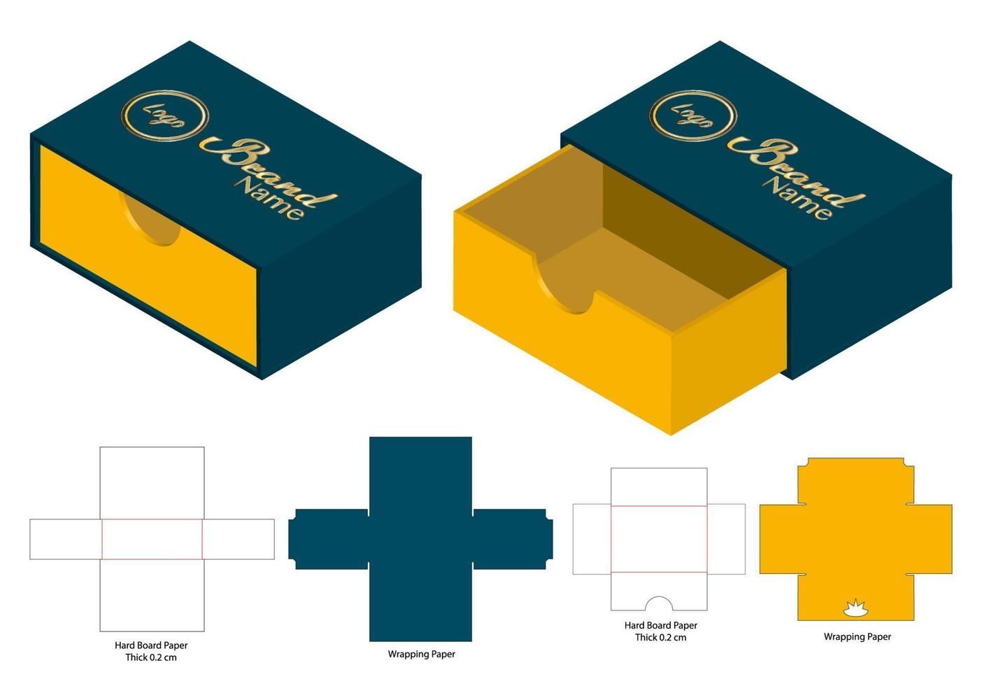 Box Verpackung gestanzte Vorlage Design. 3D-Modell vektor