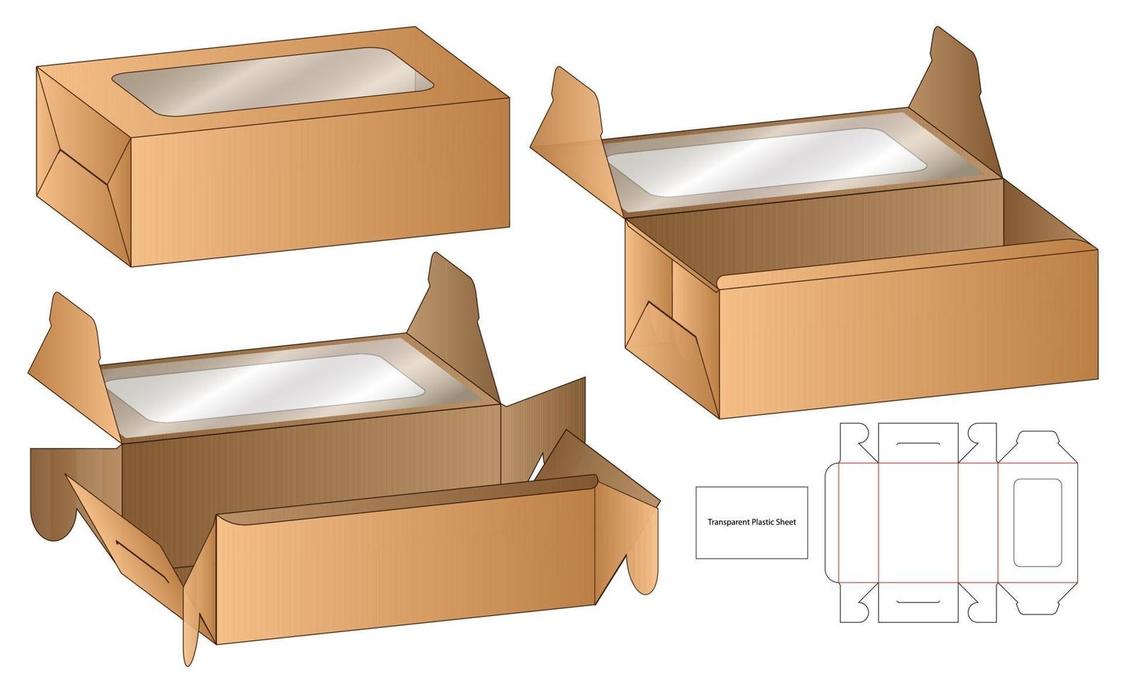 Box Verpackung gestanzte Vorlage Design. 3D-Modell vektor