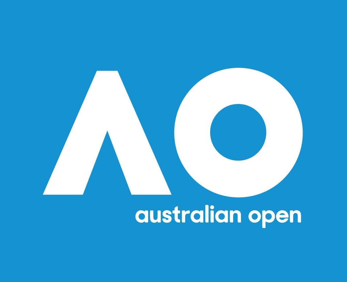 australier öppen symbol logotyp med namn vit turnering tennis de mästerskap design vektor abstrakt illustration med blå bakgrund