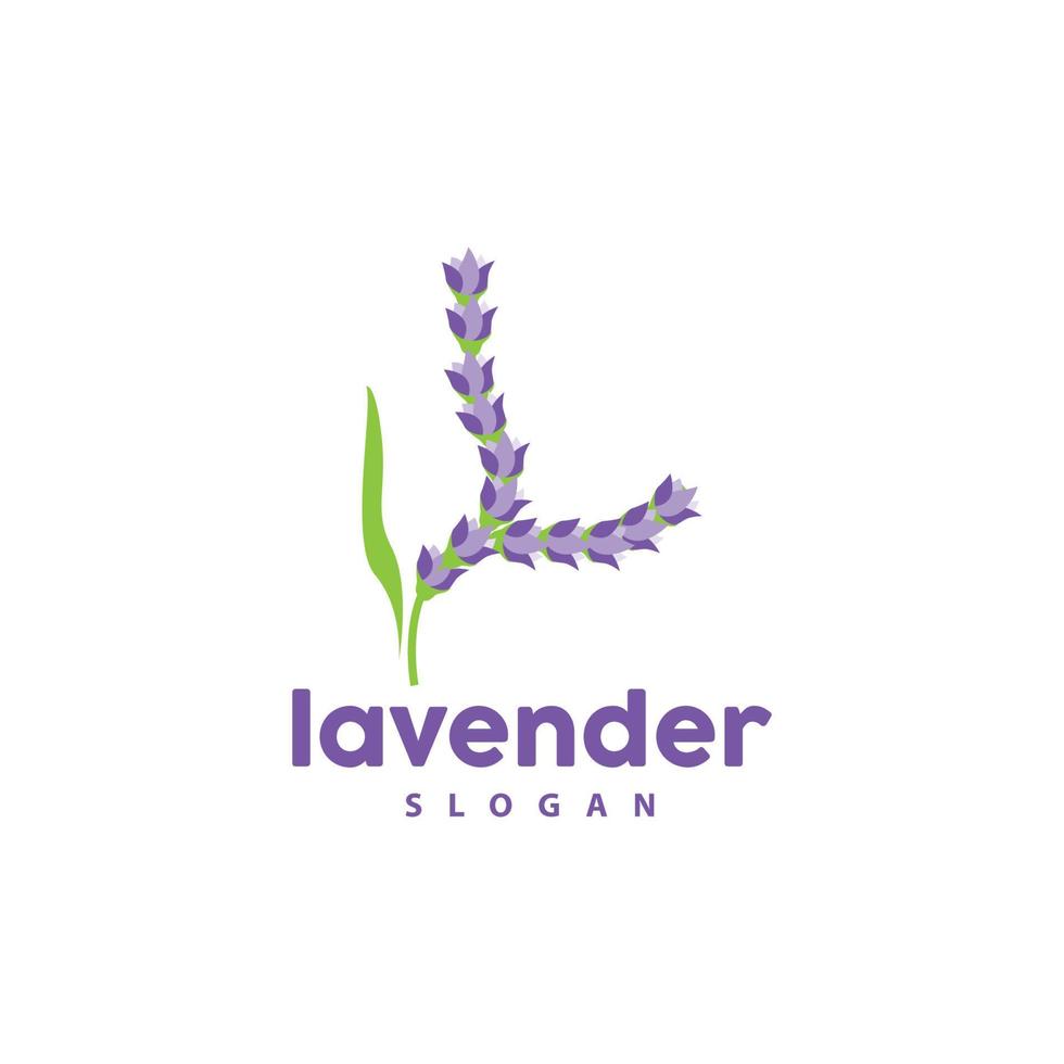 Lavendel Logo, einfach elegant lila Blume Pflanze Vektor, Gruß Karte Design, Banner, Blume Ornament, Lavendel Hand gezeichnet Hochzeit, Symbol Symbol Illustration vektor