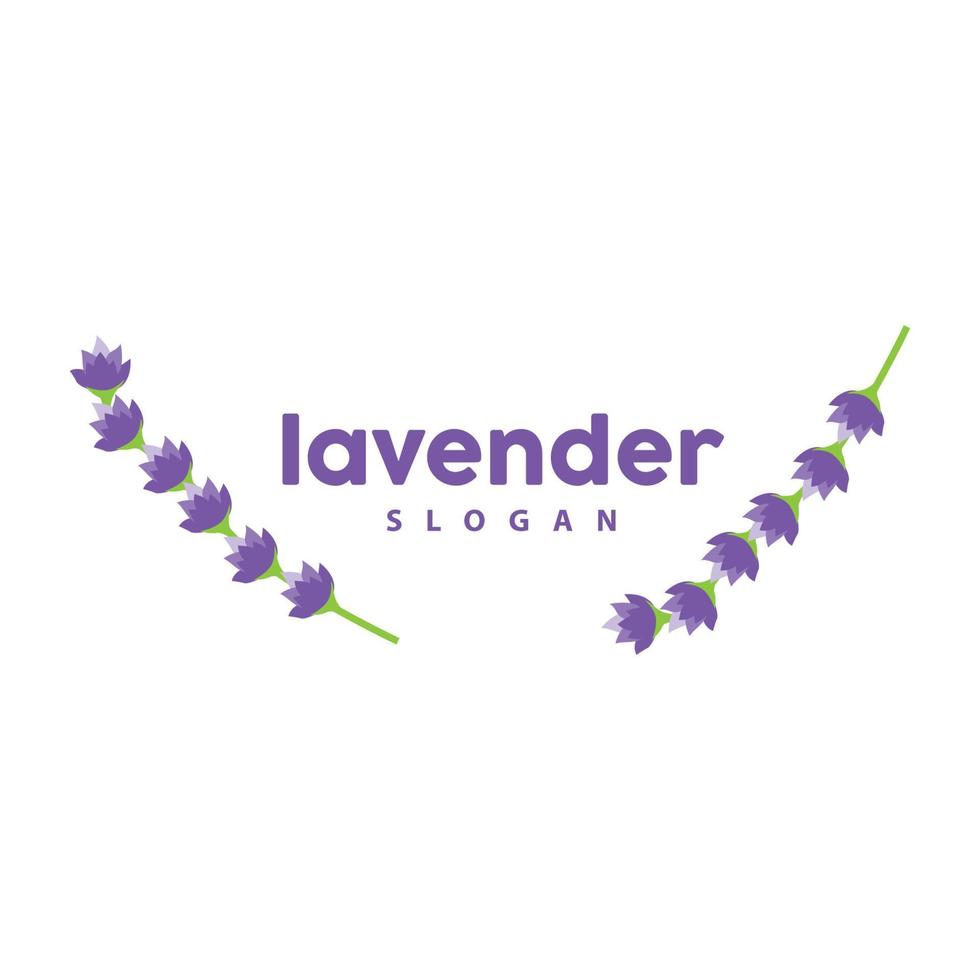 lavendel- logotyp, enkel elegant lila blomma växt vektor, hälsning kort design, baner, blomma prydnad, lavendel- hand dragen bröllop, ikon symbol illustration vektor