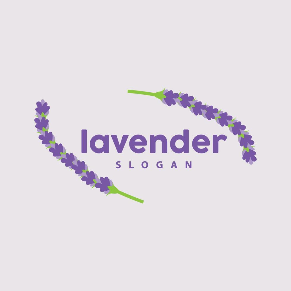 lavendel- logotyp, enkel elegant lila blomma växt vektor, hälsning kort design, baner, blomma prydnad, lavendel- hand dragen bröllop, ikon symbol illustration vektor