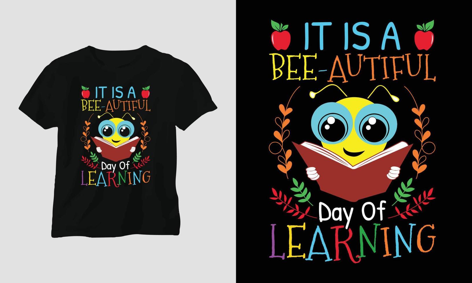 lärarens dag t-shirt design begrepp skapas använder sig av typografi citat, utbildning, äpple vektor