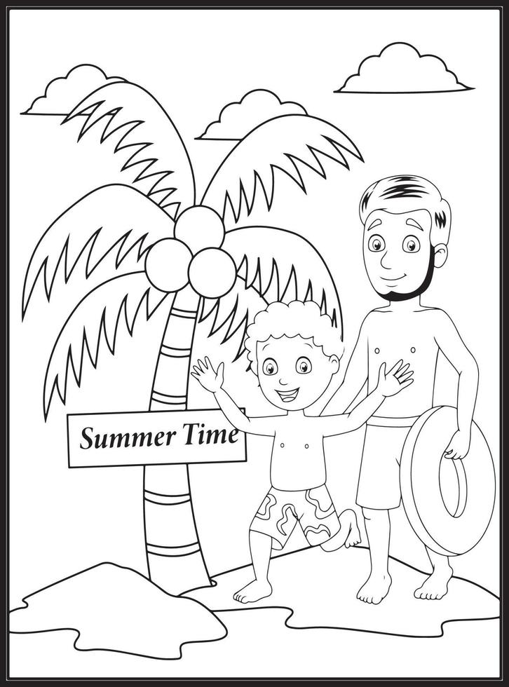 Sommer Malvorlagen für Kinder vektor