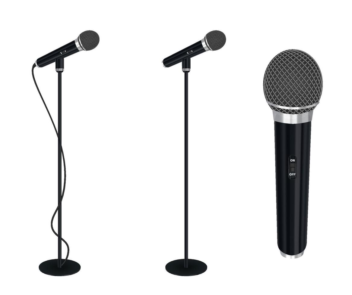 Mikrofon mit Ständer auf weißem Hintergrund vektor
