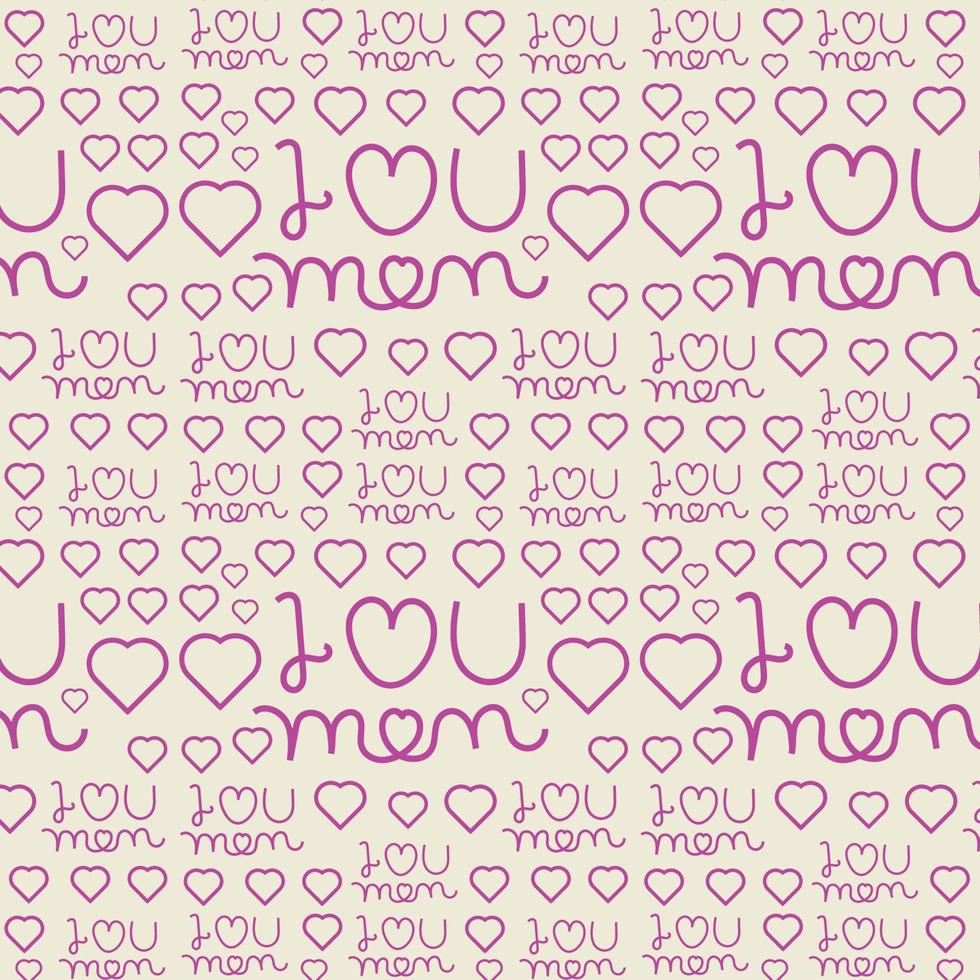 nahtlos Mütter Tag Muster, ich Liebe Sie Mutter, Mama, Mama immer, Beschriftung Wörter mit Herz Mutter Tag wiederholen Muster, glücklich Mütter Tag Geschenk nahtlos Wort Muster, Textilien Stoff Rosa Hintergrund vektor