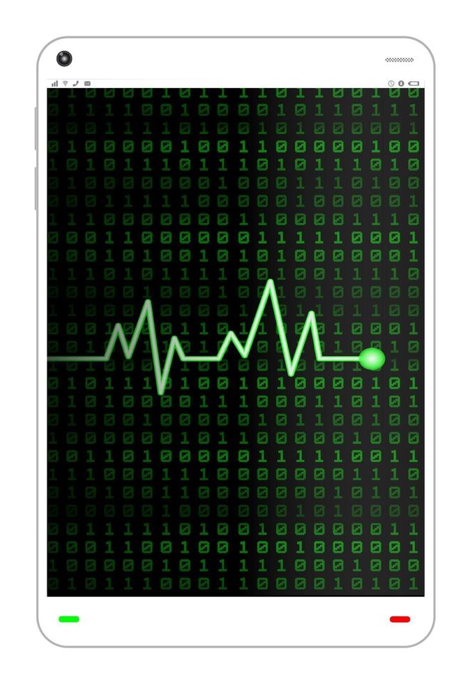 Smartphone mit grüner Herzfrequenz auf dem Bildschirm vektor