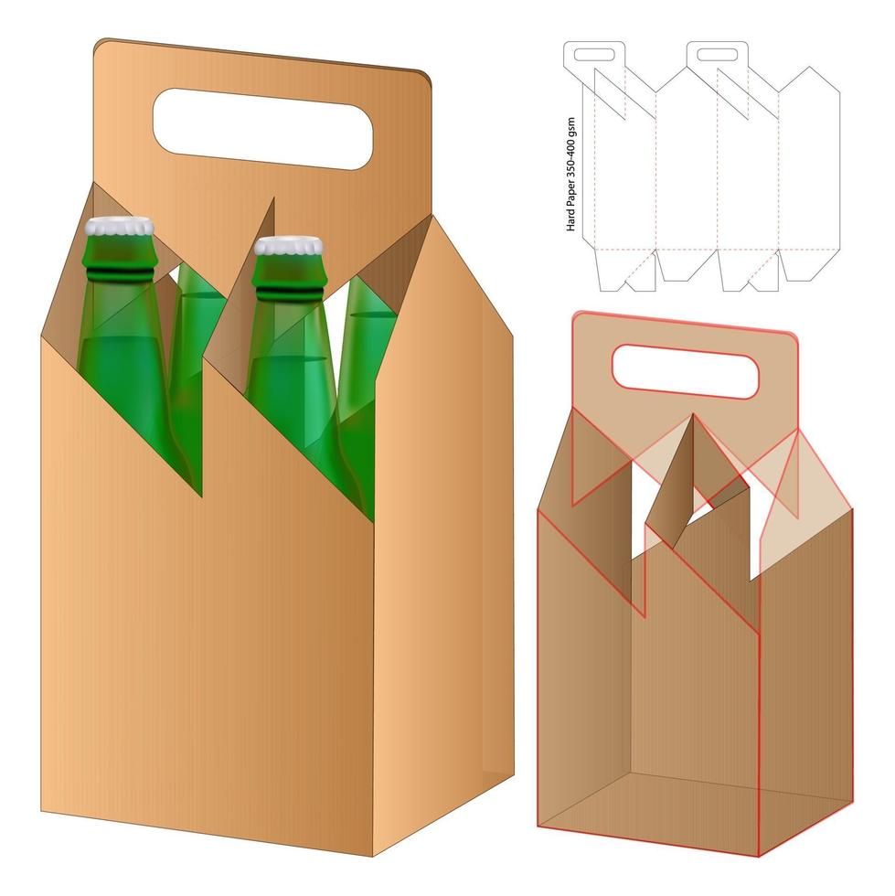 gestanzte Schablonendesign für Getränkeverpackungen. 3D-Modell vektor