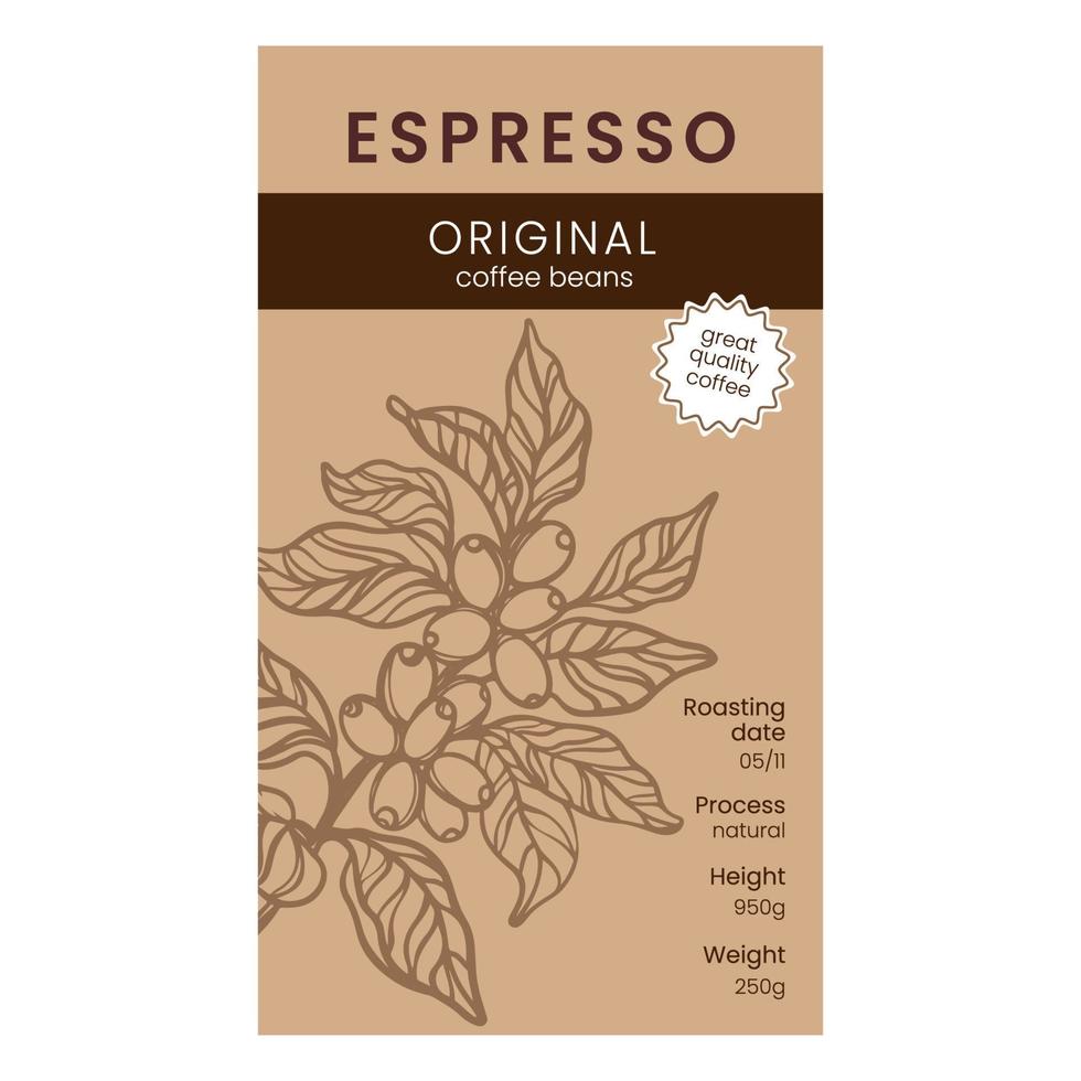 Espresso Pack Kaffee Bohnen Verpackung klassisch Vektor Vorlage