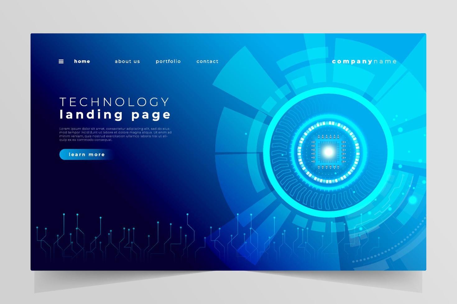 trogen digital teknologi landning sida mall vektor. vektor