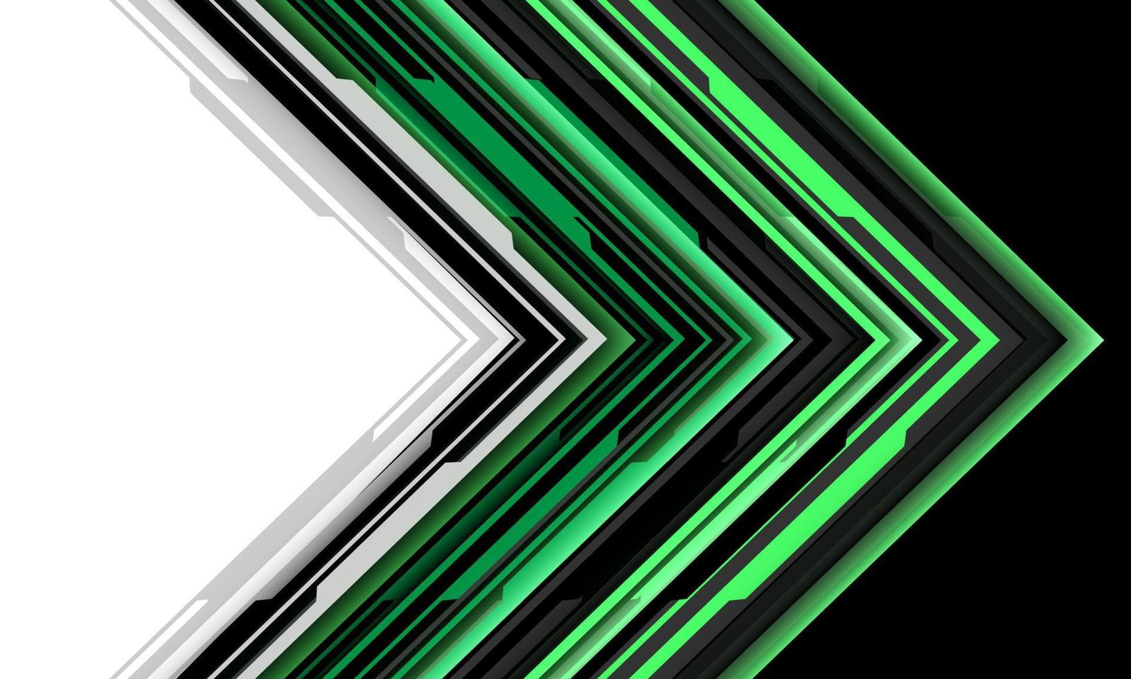 abstrakt Grün schwarz grau Pfeil Cyber Schaltkreis Muster Richtung geometrisch auf Weiß futuristisch Technologie Design modern kreativ Hintergrund Vektor