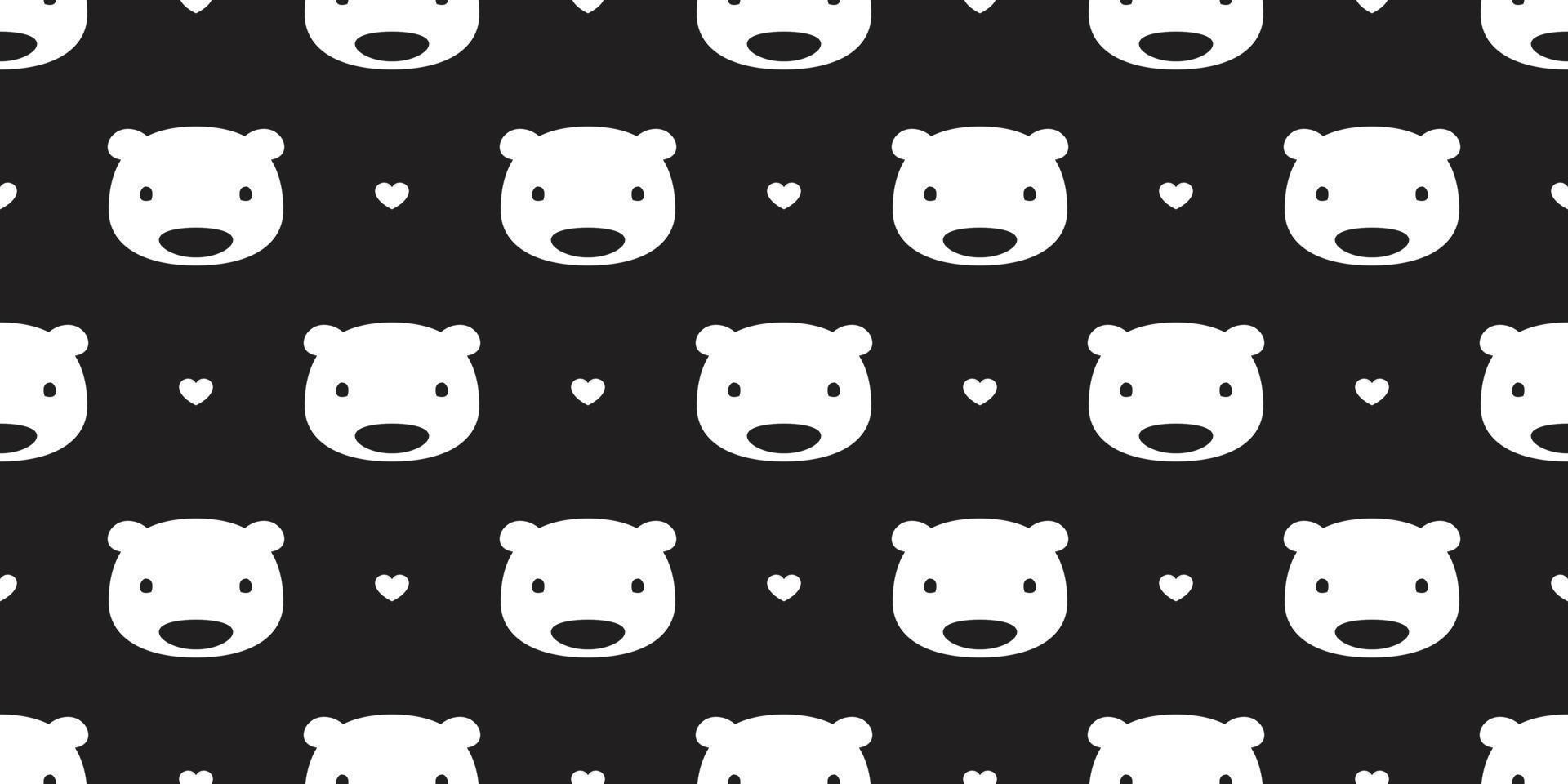 Bär nahtlos Muster Vektor Polar- Bär Panda Herz Valentinstag isoliert Liebe Hintergrund Hintergrund schwarz